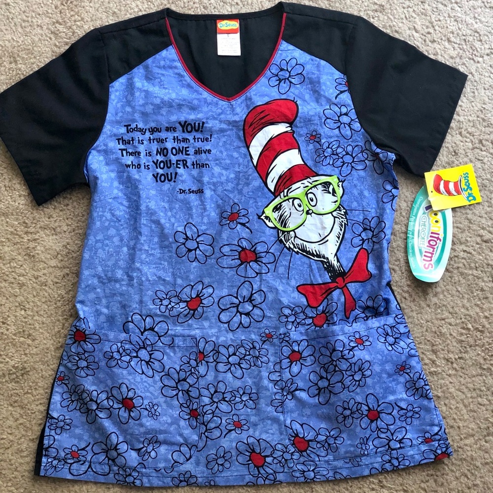 Cherokee Tooniforms Dr Seuss V-Neck Scrub Top